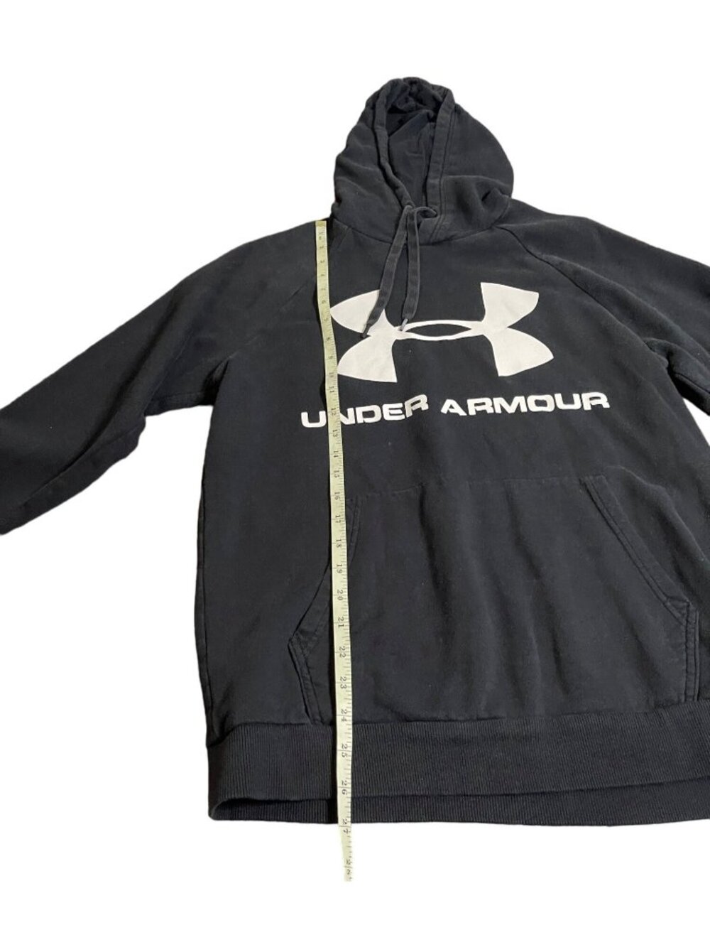Mens Black Hoodie Pullover Sweatshirt Mens Size Medium Under Armour - Picture 9 of 13
